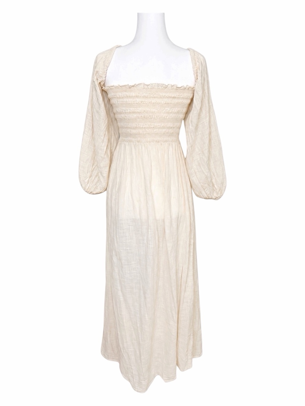 Cloe Cassandro Agatha Shirred Organic Cotton-Gauze Midi Dress Cream Size Medium